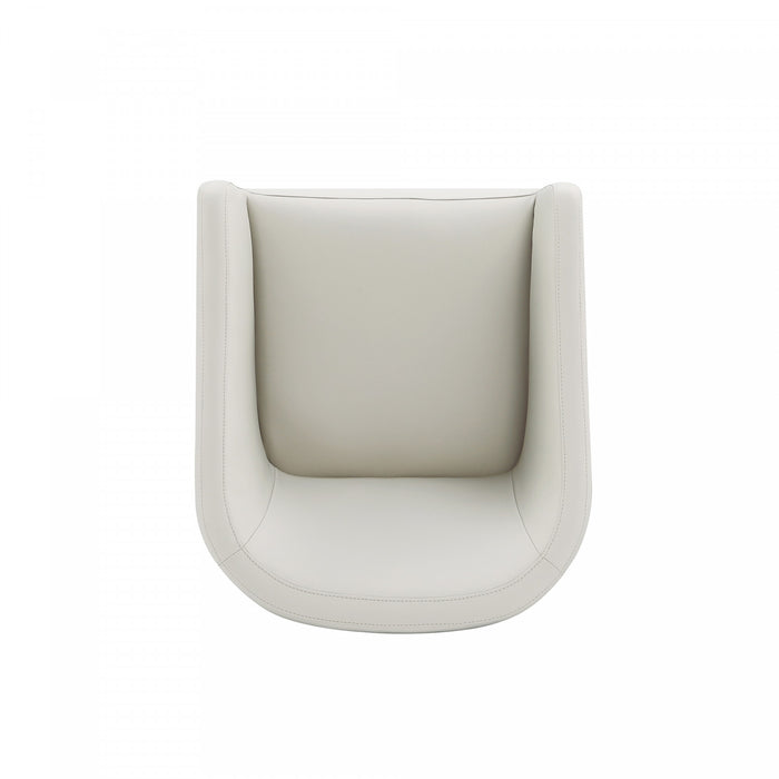 Anna Round Modern Vegan Leather Armchair in Stone Gray - Set of 2