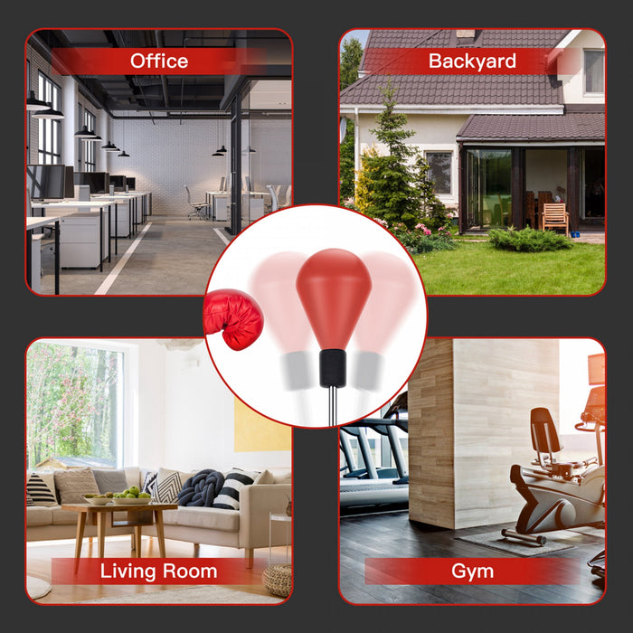 Costway Freestanding Punching Bag With Stand Boxing Gloves For Adult Kids Adjustable Red