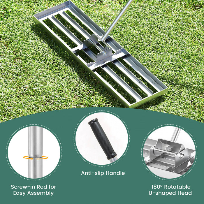 Costway Lawn Leveling Rake 36\" X 10\" Heavy Duty Level Lawn Tool For Garden Backyard/lawn Silver