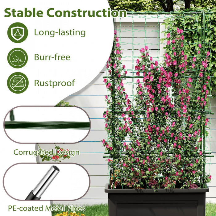 Costway Raised Garden Bed Planter Box With Climbing Trellis Water Level Indicator