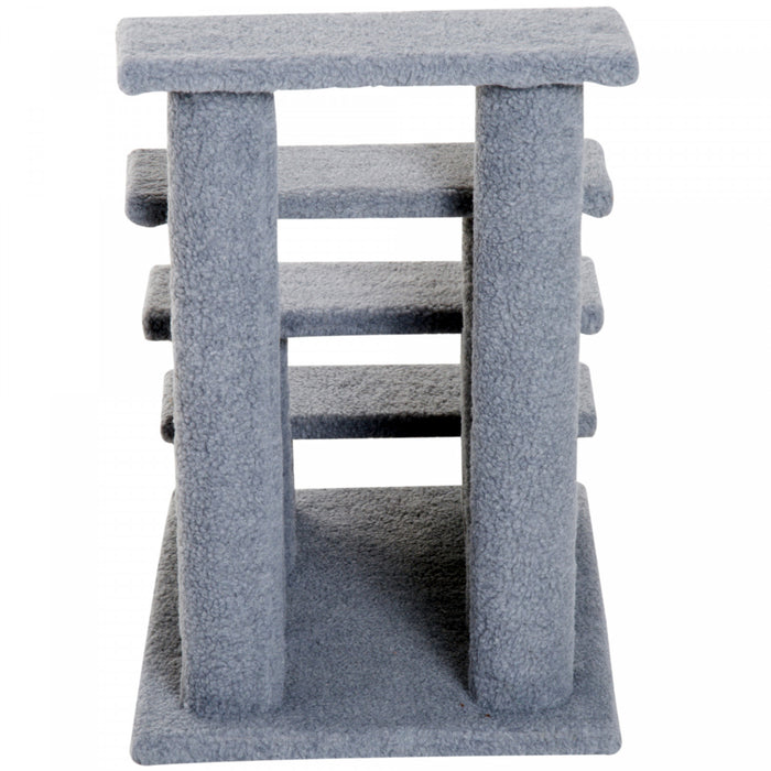 Pawhut 4-step Multi-level Carpeted Cat Scratching Post Pet Stairs, Grey