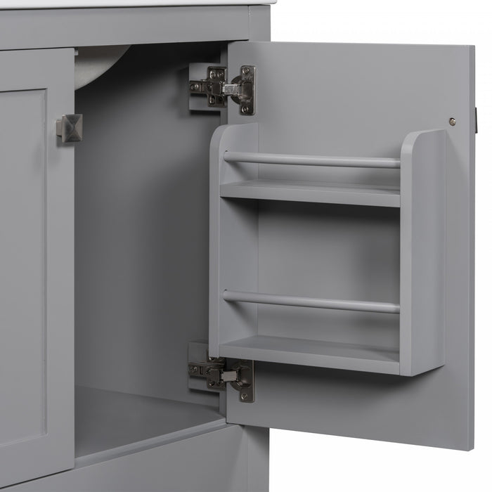 Harper 30 Inch Bathroom Vanity with Ceramic Sink and Smart Storage Cabinet, Grey