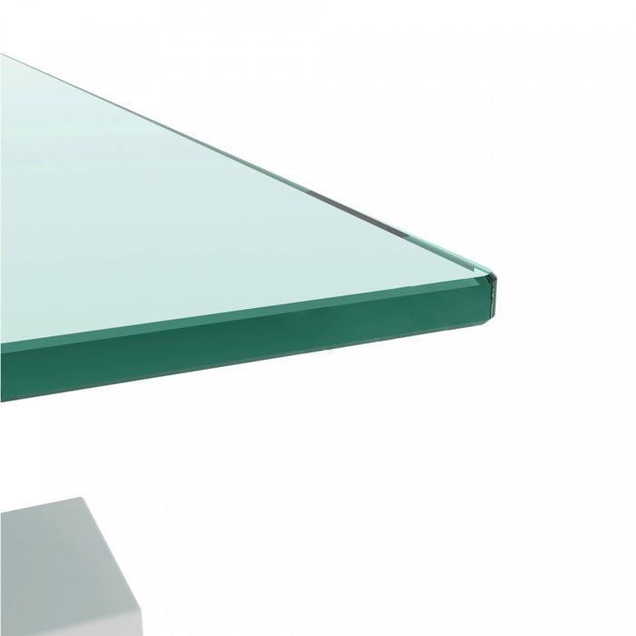 Liam Modern Rectangle Clear Tempered Glass Coffee Table,White