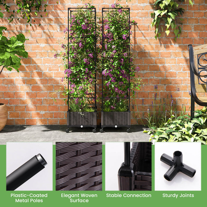Costway 1 Pcs 67\" Planter Raised Garden Bed With Planter Box &trellis Adjustable Height