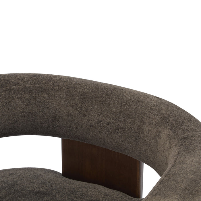 Olivia Velvet Upholstered Accent Armchair with Barrel Back Design and Rubber Wood Frame,Dark Brown Accent Chair