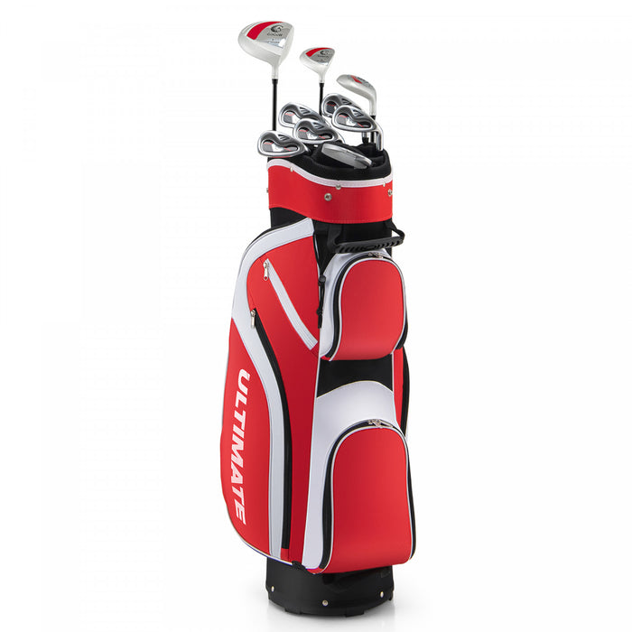 Ladies Womens Complete Golf Clubs Set 10 Pieces Includes Alloy Driver Red