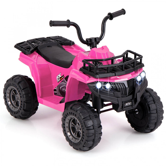 Costway Kids Ride On Electric Atv 6v 4-wheeler Quad Car With One-button Start Tread Tires Pink