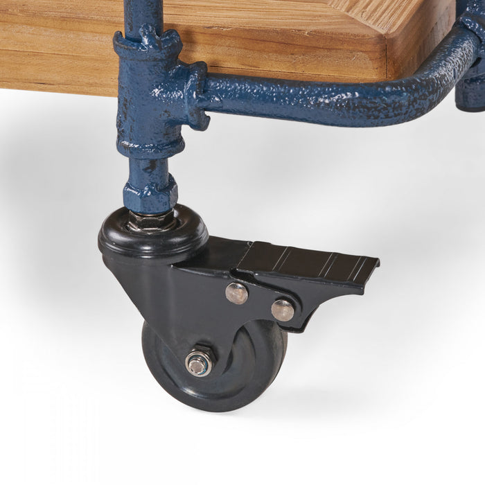 Daniel Wood And Metal Bar Cart With 2-tier Mobile Serving Storage, Antique Black