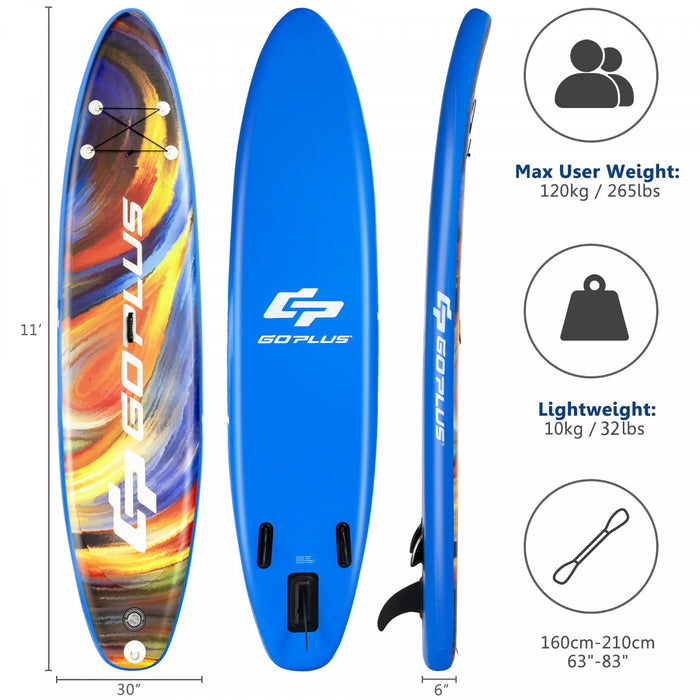 Goplus 11' Inflatable Stand Up Paddle Board Sup Surfboard W/pump Aluminum Paddle