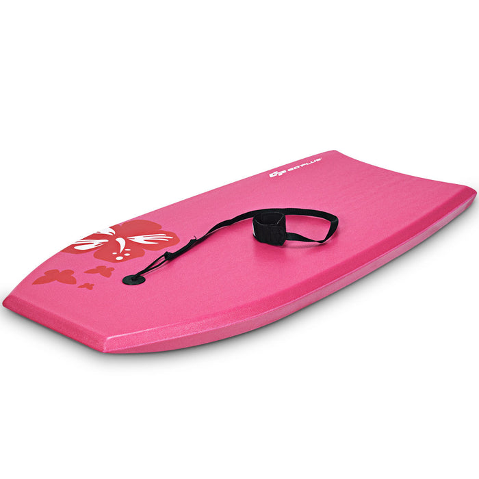 Goplus 41'' Super Lightweight Bodyboard Surfing W/leash Eps Core Boarding Ixpe Pink