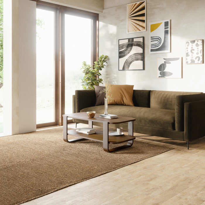 Umbra Modern Solid Wood Bellwood Coffee Table with Shelf - Aged Walnut
