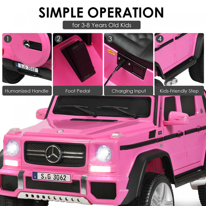 12v Licensed Mercedes-benz Kids Ride On Car Rc Motorized Vehicles W/ Trunk Pink