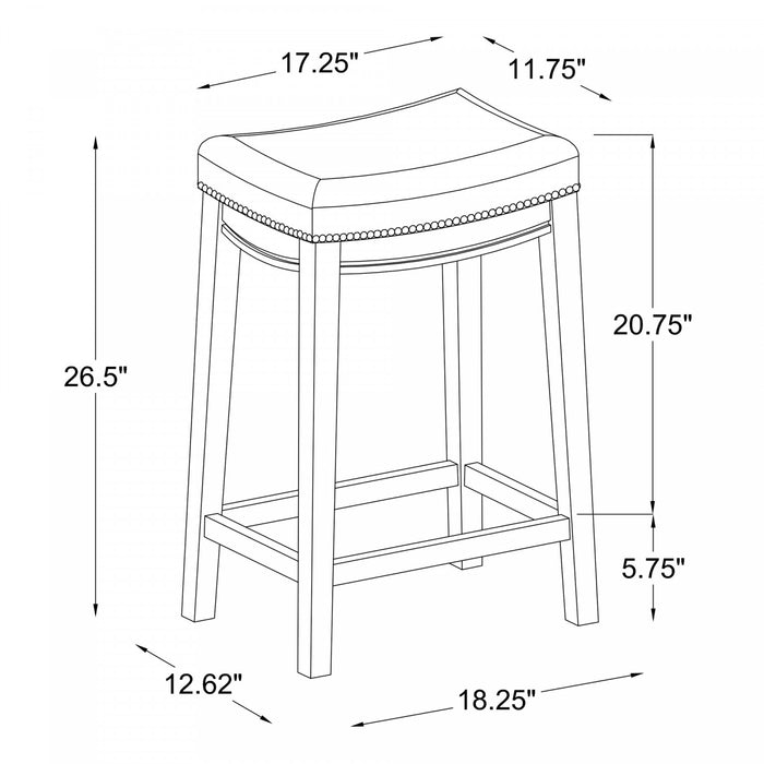 Claridge Linen-Look Fabric Backless Counter-Height Stool - Dark Walnut