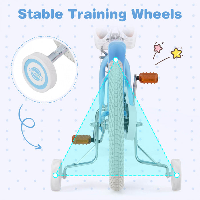 Costway 18\" Kids Bike Toddler Bicycle With Training Wheel Kickstand For 4-8 Years Blue