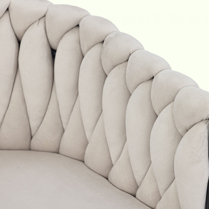 Amelia Velvet Swivel Dining Chairs with Tufted Upholstered and Metal Legs Set of 2, Beige