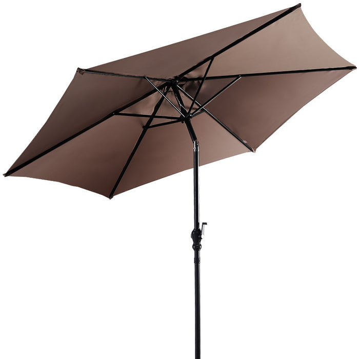 Costway 9ft Patio Umbrella Market Steel Tilt w/ Crank Outdoor Yard Garden Tan