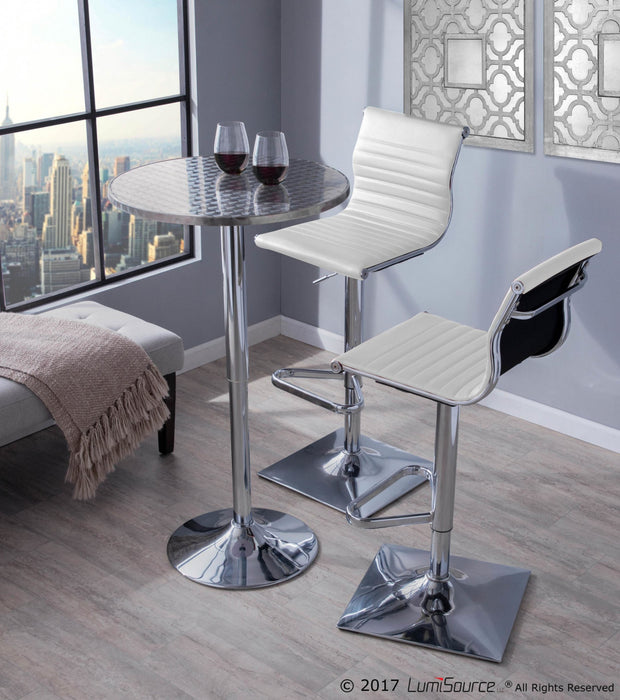 LumiSource Bistro Contemporary Adjustable Round Bar Dining Table - Silver