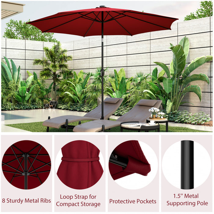 Costway 10 FT 112 LED Solar-Lighted Patio Table Market Umbrella Crank Tilt Outdoor Wine