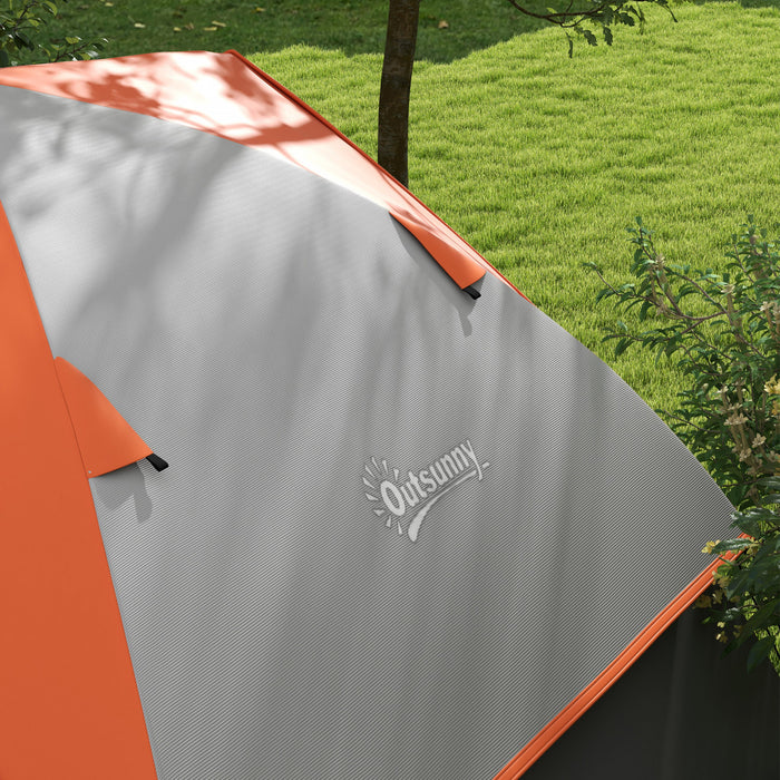 Outsunny 2 Man Camping Tent, 3000mm Waterproof Family Tent, Grey and Orange
