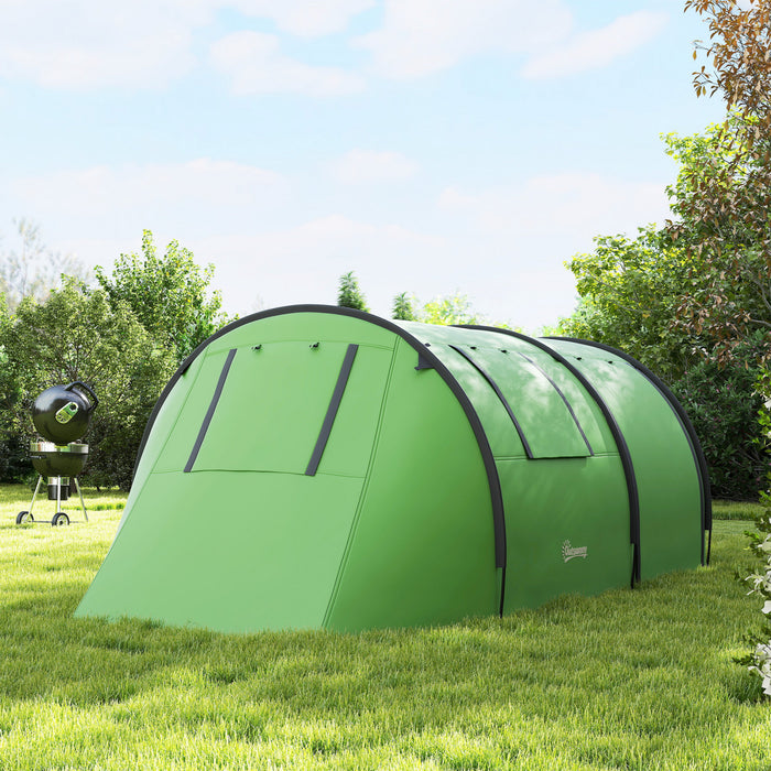 Outsunny 3-4 Person Camping Tent with 2 Rooms, Waterproof Family Tent