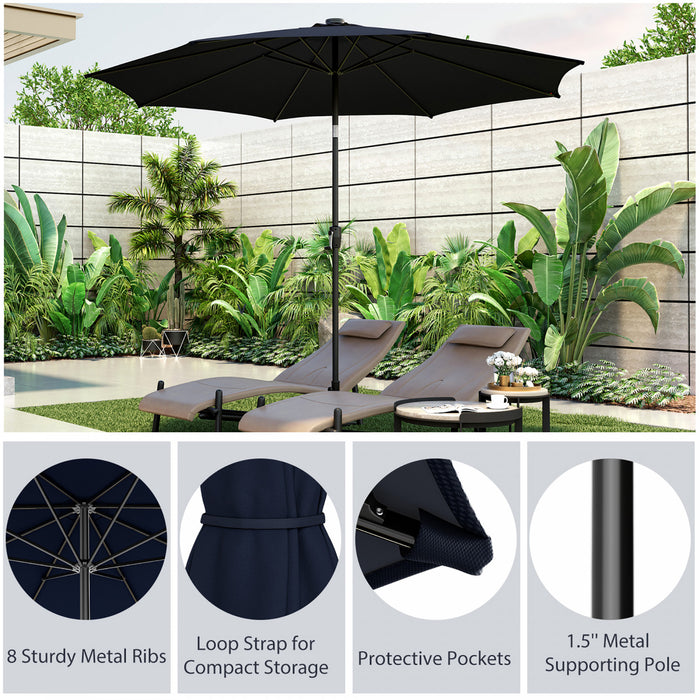 Costway 10 FT 112 LED Solar-Lighted Patio Table Market Umbrella Crank Tilt Outdoor Navy