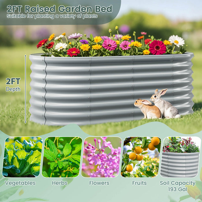 Costway 2 Pcs Raised Garden Bed Kit Planter Raised Garden Boxes Outdoor 65\" X 32\" X 24\" Gray