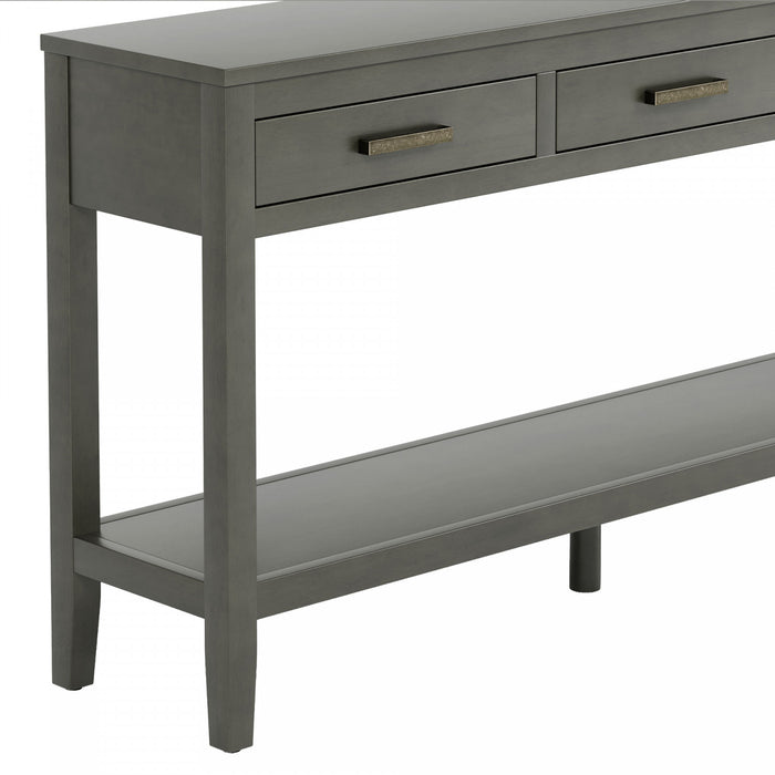 Emma 59.1'' Farmhouse Entryway Table with Drawers and Open Shelf,Grey Sofa Table