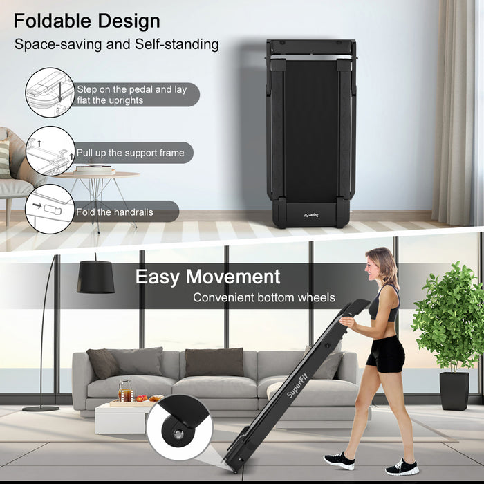 Superfit 4.0hp Foldable Electric Treadmill Jogging Machine W/bluetooth Black