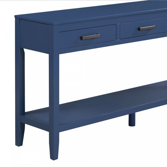 Emma 59.1'' Farmhouse Entryway Table with Drawers and Open Shelf,Blue Sofa Table