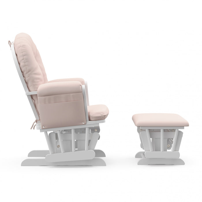 Storkcraft Hoop Glider and Ottoman - White/Pink