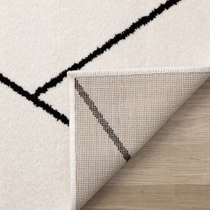 Covington White Black Modern Geometric Trellis Design Rug, 7'10\" x 10'6\" Indoor Area Rug