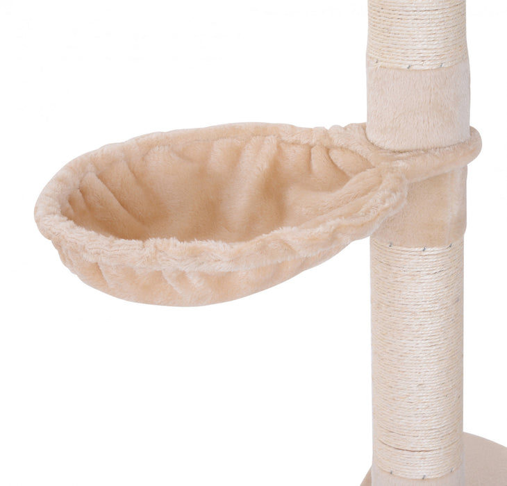 Pawhut 8.5ft Cat Climbing Tree 5-tier Kitty Activity Center Floor-to-ceiling Cat Climber Toy With Scratching Post Play Rest Post Pet Furniture Beige