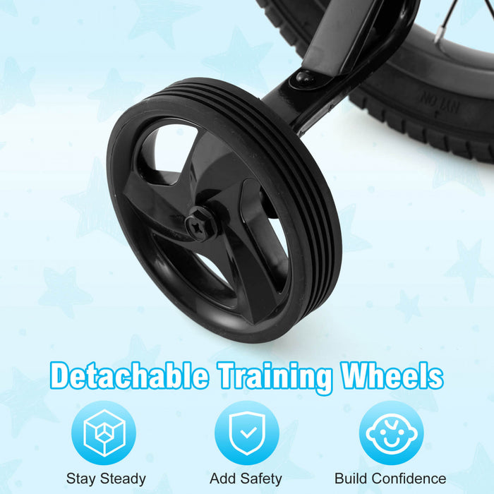 Costway 14\" Kid's Bike With Training Wheels Adjustable Handlebar & Seat Handbrake Black