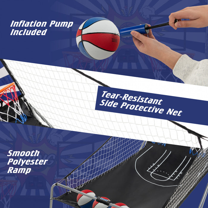 Costway Dual Shot Basketball Arcade Game With 8 Game Modes Arcade Sound Electronic Scoring White