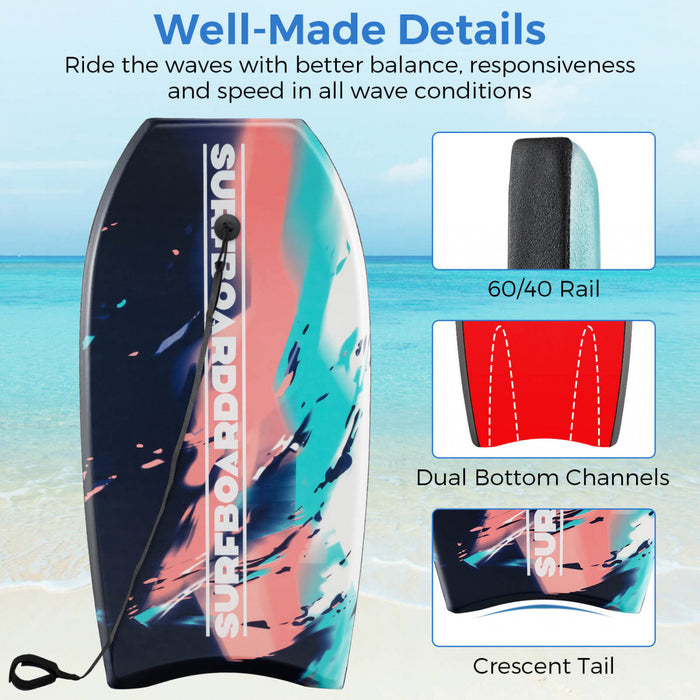 Costway 41\" Lightweight Body Board With Eps Core Xpe Deck Hdpe Bottom Crescent Tail Multi-color