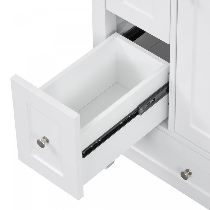 Mia 24\" Bathroom Vanity with Ceramic Sink and Multi-Drawer Storage, White