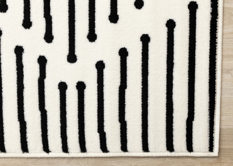 Forte Black White Stripes Area Rug - 5'3\" x 7'5\"