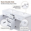Dune 59 Inch Double Sink Bathroom Vanity with Resin Sinks and 4 Drawers, White | Dune Meuble-Lavabo Double 59 po avec Vasques en Resine et 4 Tiroirs, Blanc