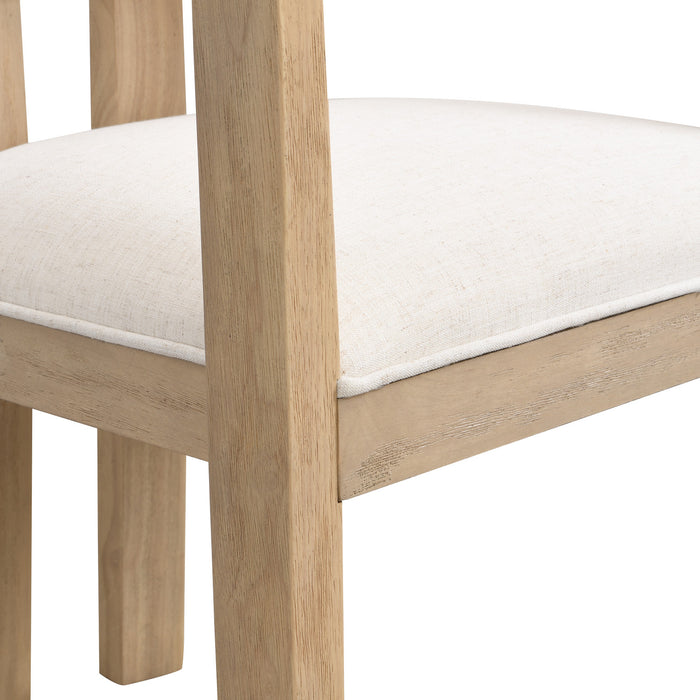 James Armrest Dining Chair Set Of 2 With Rubberwood Frame - Beige