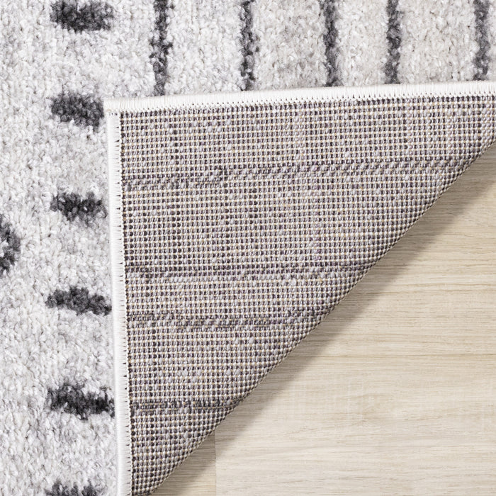 Emmett Cream Grey Tribal Inspired Frieze Rug, 7'10\" x 10'6\" Indoor Area Rug