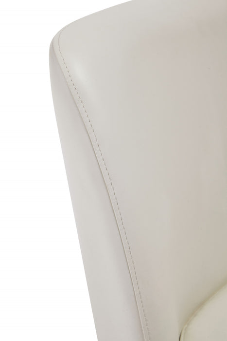 Serena Modern Metal Vegan Leather Dining Chair in Ivory - Set of 2