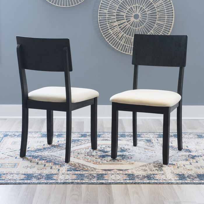 Jorissen Dark Charcoal Linen-Look Fabric Dining Chair - Set of 2