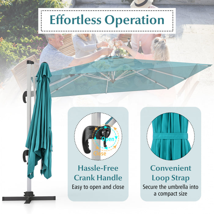 Costway 10 FT Patio Cantilever Umbrella Outdoor Aluminum Hanging Offset Umbrella w/ 360° Rotation Blue