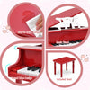 Costway 30-Key Classic Baby Grand Piano Toddler Toy Wood with Bench & Music Rack Red