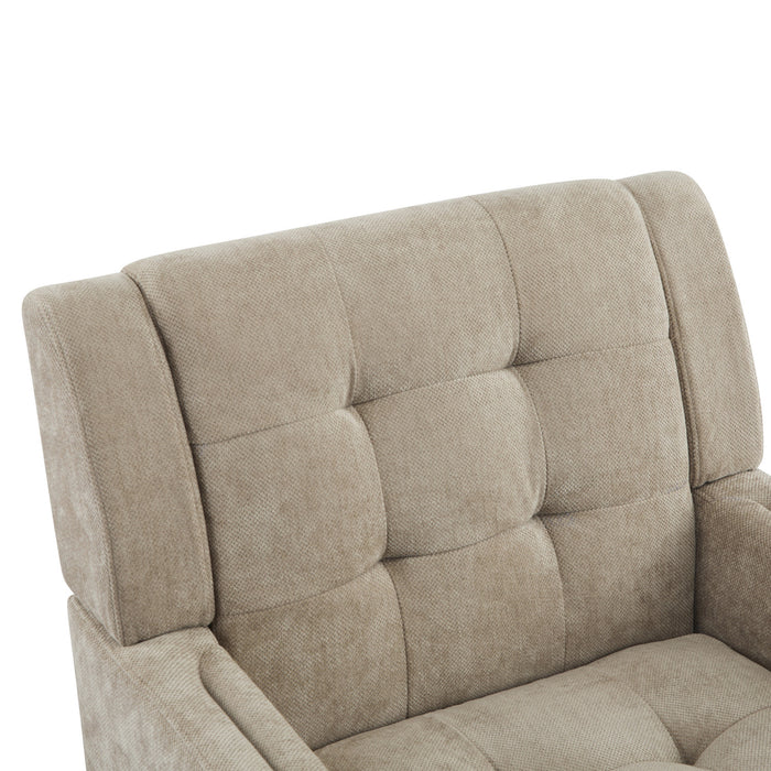 Midway Mid-Century Modern Armchair with Tufted Waffle Stitch, Light Brown, Walnut