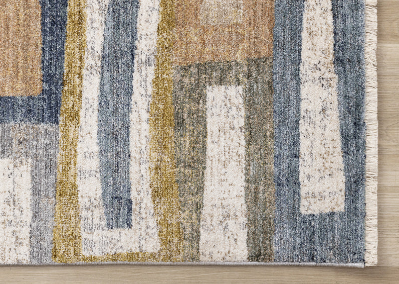 Macey Modern Grey Blue Red Sophisticated Area Rug - 5'3\" x 7'10\"