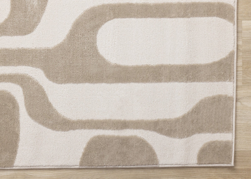 Leopold Modern Mid-Century Beige Cream Area Rug - 6'7\" x 9'6\"