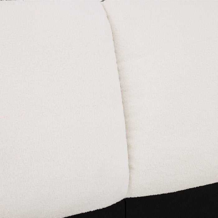 Ava Teddy Fleece Platform Bed with Wingback Headboard and Faux Upholstered, King Size, White King Bed