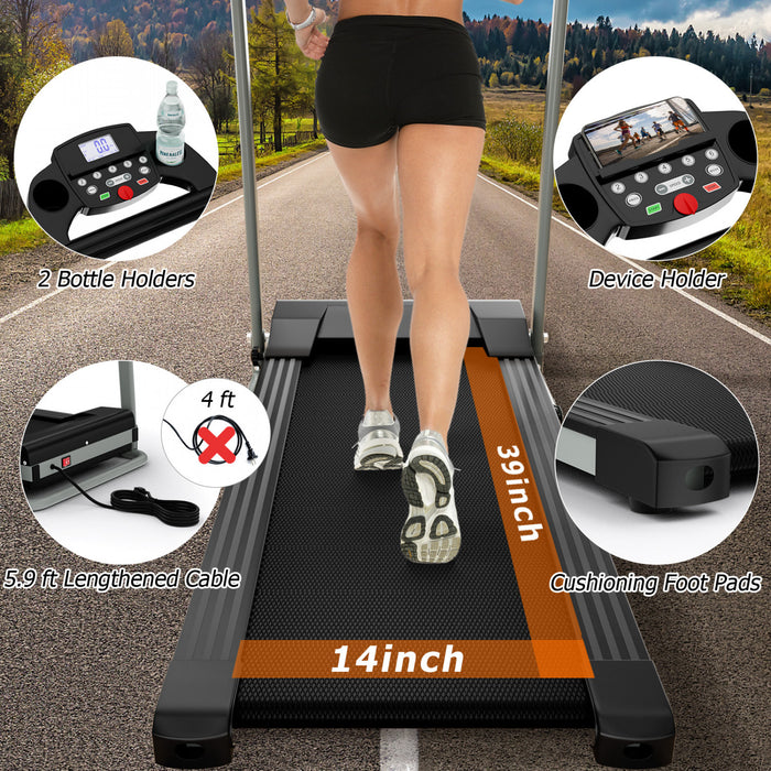 Costway 2 Hp Folding Treadmill Motorized Running Machine 12 Preset Program & Lcd Display Black