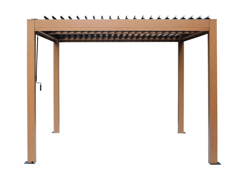 Vikos 10 X10 Aluminum Stand Alone Pergola Wood Finish